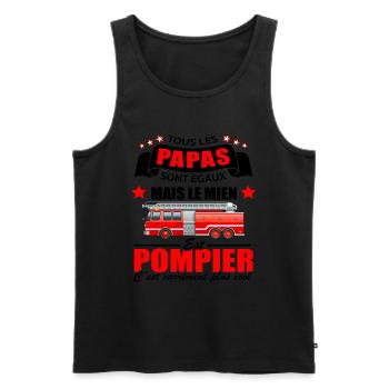 Pompier Shirt • Papa Cadeau • Pompier Cadeau - Débardeur bio Premium Homme - noir - Devant - AI Model Male 178 light (178cm)