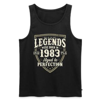 Les légendes sont nées en 1983 - Débardeur bio Premium Homme - noir - Devant - Michal (187cm)