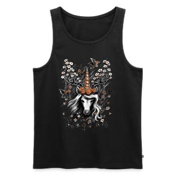Fleurs de Licorne Cerf - Débardeur bio Premium Homme - noir - Devant - AI Model Male 178 light (178cm)