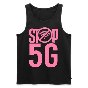 5G 5G ennemis réseau de radiations mobiles - Débardeur bio Premium Homme - noir - Devant - AI Model Male 178 light (178cm)