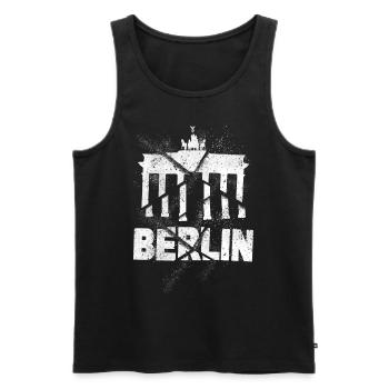 Berlin Germany City Skyline Font Grunge - Men's Premium Organic Tank Top - black - Front - AI Model Male 178 light (178cm)