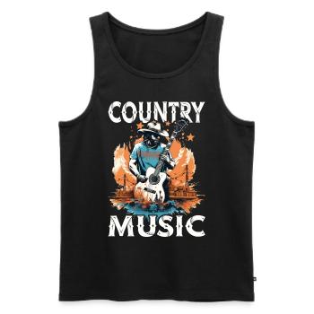 Musique Country Guitare Guitariste Chanteur Vintage - Débardeur bio Premium Homme - noir - Devant - Michal (187cm)