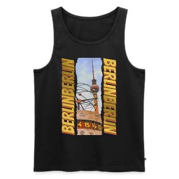 Berlin TV Tower Skyline Gold Germany - Men's Premium Organic Tank Top - black - Front - Michal (187cm)