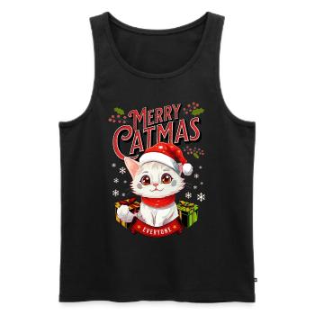 Cat Christmas Merry Catmas Meowy Ugly Funny - Men's Premium Organic Tank Top - black - Front - Michal (187cm)