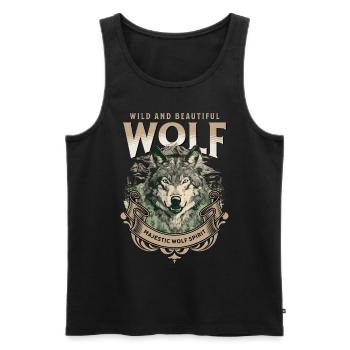 Loup tête de loup Nature nature sauvage aventure forêt Art - Débardeur bio Premium Homme - noir - Devant - Michal (187cm)