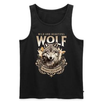 Loup tête de loup Nature nature sauvage aventure forêt Art - Débardeur bio Premium Homme - noir - Devant - Michal (187cm)