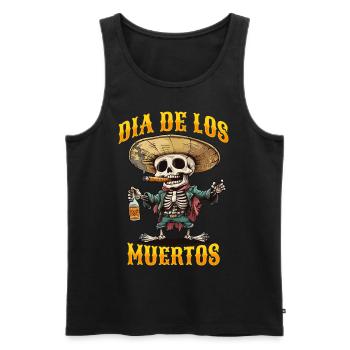 Dia De Los Muertos Totenkopf Totenschädel Tequilla - Männer Premium Bio Tank Top - Schwarz - Vorne - Michal (187cm)