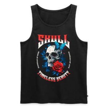 Skull Skull Butterfly Rose Flower - Men's Premium Organic Tank Top - black - Front - AI Model Male 178 light (178cm)