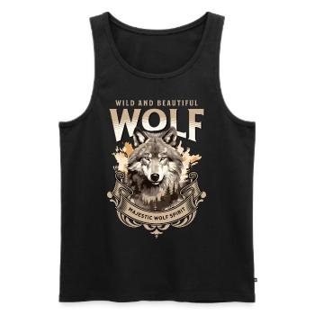 Wolf Wolf Head Predator Forest Nature Mountains Wilderness - Men's Premium Organic Tank Top - black - Front - AI Model Male 178 light (178cm)