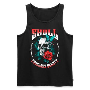 Skull Skull Butterfly Rose Flower - Men's Premium Organic Tank Top - black - Front - AI Model Male 178 light (178cm)