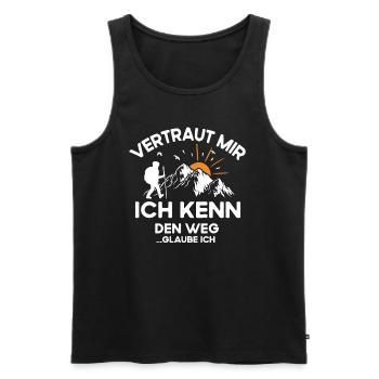 Wandern Vertrau mir ich kenne den Weg - Männer Premium Bio Tank Top - Schwarz - Vorne - Michal (187cm)