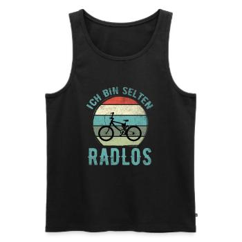 Ich Bin Selten Radlos - Fahrrad - Männer Premium Bio Tank Top - Schwarz - Vorne - Michal (187cm)