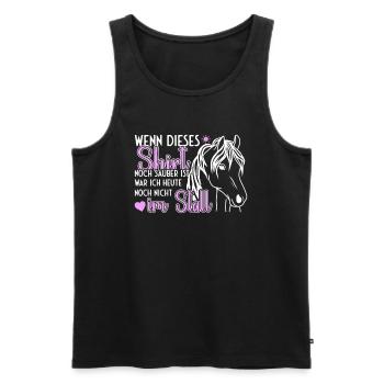 Shirt noch sauber ist war ich noch nicht im Stall - Männer Premium Bio Tank Top - Schwarz - Vorne - AI Model Male 178 light (178cm)