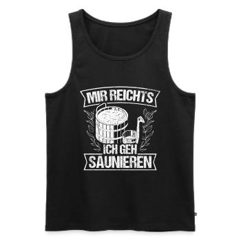 Sauna Wellness Saunagänger Finnische Sauna Spruch - Männer Premium Bio Tank Top - Schwarz - Vorne - AI Model Male 178 light (178cm)
