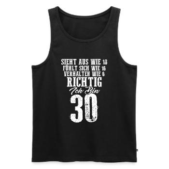 Vintage 30 Jahre Mann 30ter Geschenk 30. Geburtsta - Männer Premium Bio Tank Top - Schwarz - Vorne - Michal (187cm)