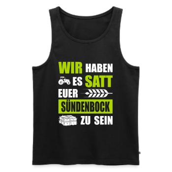 Wir Haben Es Satt Euer Sündenbock Zu Sein - Männer Premium Bio Tank Top - Schwarz - Vorne - AI Model Male 178 light (178cm)