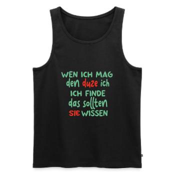 Ich hasse Menschen lustiger Spruch für Zyniker - Männer Premium Bio Tank Top - Schwarz - Vorne - Michal (187cm)