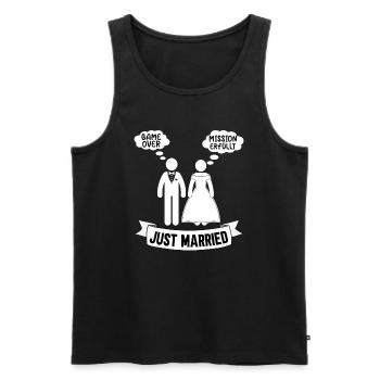 Just Married lustige Hochzeit Polterabend - Männer Premium Bio Tank Top - Schwarz - Vorne - AI Model Male 178 light (178cm)