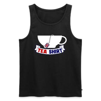 Tea shirt for tea drinkers - Men's Premium Organic Tank Top - black - Front - AI Model Male 178 light (178cm)