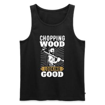 Chopping Wood looking Good for Lumberjacks - Men's Premium Organic Tank Top - black - Front - Michal (187cm)