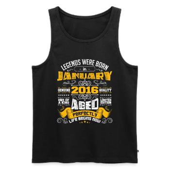 Legends wurden im Januar 2016 geboren - Männer Premium Bio Tank Top - Schwarz - Vorne - Michal (187cm)