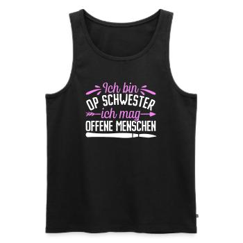 Bin OP Schwester ich mag offene Menschen - Männer Premium Bio Tank Top - Schwarz - Vorne - Michal (187cm)