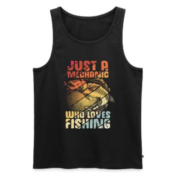 Nur ein Mechaniker der das Angeln liebt - KFZ-Mech - Männer Premium Bio Tank Top - Schwarz - Vorne - Michal (187cm)