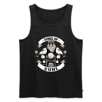 Sons Of Suhl Thüringen Schwalbe S51 Moped Ostmoped - Männer Premium Bio Tank Top - Schwarz - Vorne - AI Model Male 178 light (178cm)