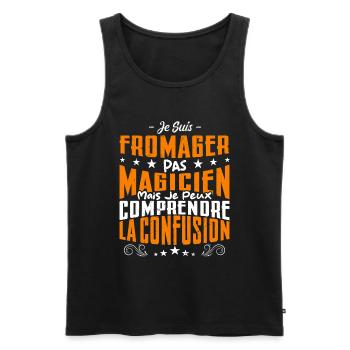 Je Suis Fromager Pas Magicien - Débardeur bio Premium Homme - noir - Devant - Michal (187cm)