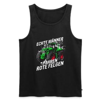 Echte Männer fahren rote Felgen Landwirt Traktor G - Männer Premium Bio Tank Top - Schwarz - Vorne - Michal (187cm)