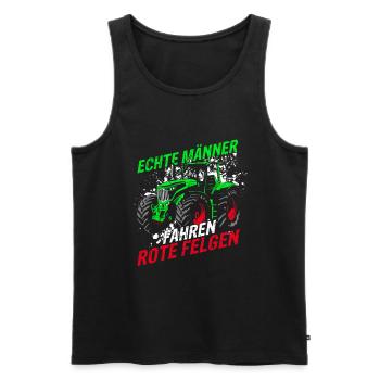 Echte Männer fahren rote Felgen Landwirt Traktor - Männer Premium Bio Tank Top - Schwarz - Vorne - Michal (187cm)