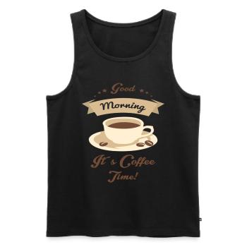 Bonjour, c’est l’heure du café - Débardeur bio Premium Homme - noir - Devant - AI Model Male 178 light (178cm)