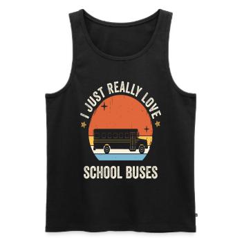J’aime vraiment les autobus scolaires rétro vintage - Débardeur bio Premium Homme - noir - Devant - Michal (187cm)