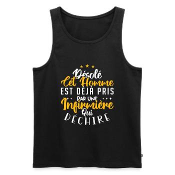 Cet Homme Est Déjà Pris Par Une Infirmière - Débardeur bio Premium Homme - noir - Devant - Michal (187cm)