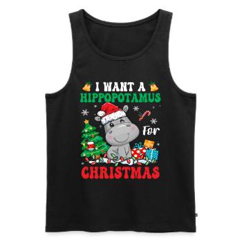 I Want A Hippopotamus For Christmas Lights Santa - Männer Premium Bio Tank Top - Schwarz - Vorne - Michal (187cm)