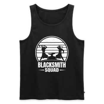Idée cadeau Blacksmithing Anvil Blacksmith Squad - Débardeur bio Premium Homme - noir - Devant - Michal (187cm)