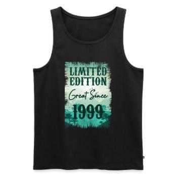 Einzigartig seiner Art seit 1999 - Männer Premium Bio Tank Top - Schwarz - Vorne - Michal (187cm)