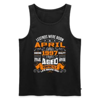Legends wurden im April 1997 geboren | Weinlese - Männer Premium Bio Tank Top - Schwarz - Vorne - Michal (187cm)