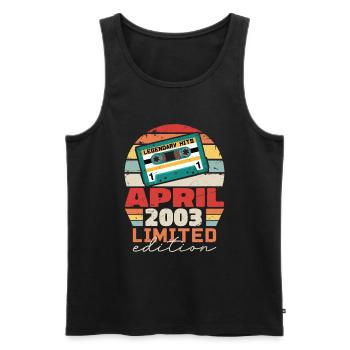 April 2003 Vintage Jubiläum Retro Geschenk, 2003 - Männer Premium Bio Tank Top - Schwarz - Vorne - Michal (187cm)
