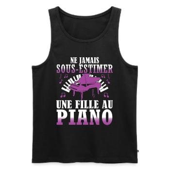Pianiste Piano Fille Piano - Débardeur bio Premium Homme - noir - Devant - Michal (187cm)