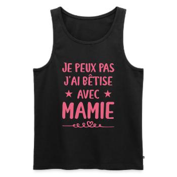 Je Peux Pas J'ai Bêtise Avec Mamie - Débardeur bio Premium Homme - noir - Devant - Michal (187cm)