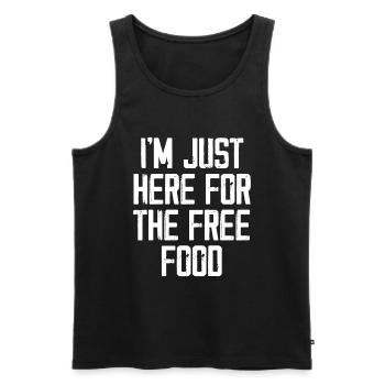 Ich bin nur wegen des kostenlosen Essens hier - Männer Premium Bio Tank Top - Schwarz - Vorne - Michal (187cm)