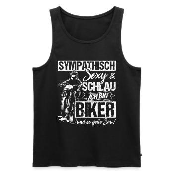 Sympathisch Sexy & Schlau Ich Bin Biker Und Ne Gei - Männer Premium Bio Tank Top - Schwarz - Vorne - AI Model Male 178 light (178cm)