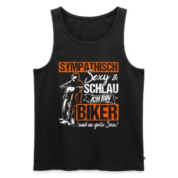 Sympathisch Sexy & Schlau Ich Bin Biker Und Ne Gei - Männer Premium Bio Tank Top - Schwarz - Vorne - AI Model Male 178 light (178cm)