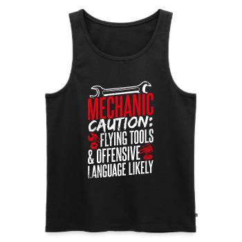Mechanic Caution Flying Tools Design Aut - Men's Premium Organic Tank Top - black - Front - Michal (187cm)