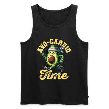 Avo-Cardio Time Fitness Vegan Avocardio Avocado - Men's Premium Organic Tank Top - black - Front - Michal (187cm)