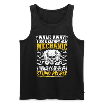 Walk Away I Am A Grumpy Old Mechanic Tuner Tuning - Men's Premium Organic Tank Top - black - Front - Michal (187cm)
