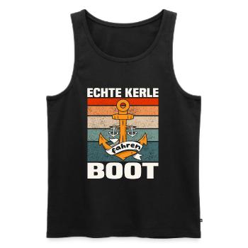 Real Guys Driving Boat Boat Owner Captain - Men's Premium Organic Tank Top - black - Front - Michal (187cm)