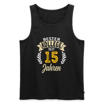 15 Years of Service Company Anniversary Gift - Men's Premium Organic Tank Top - black - Front - AI Model Male 178 light (178cm)