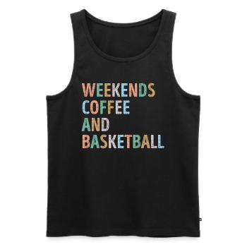 Wochenenden Kaffee und Basketball Mama - Männer Premium Bio Tank Top - Schwarz - Vorne - Michal (187cm)